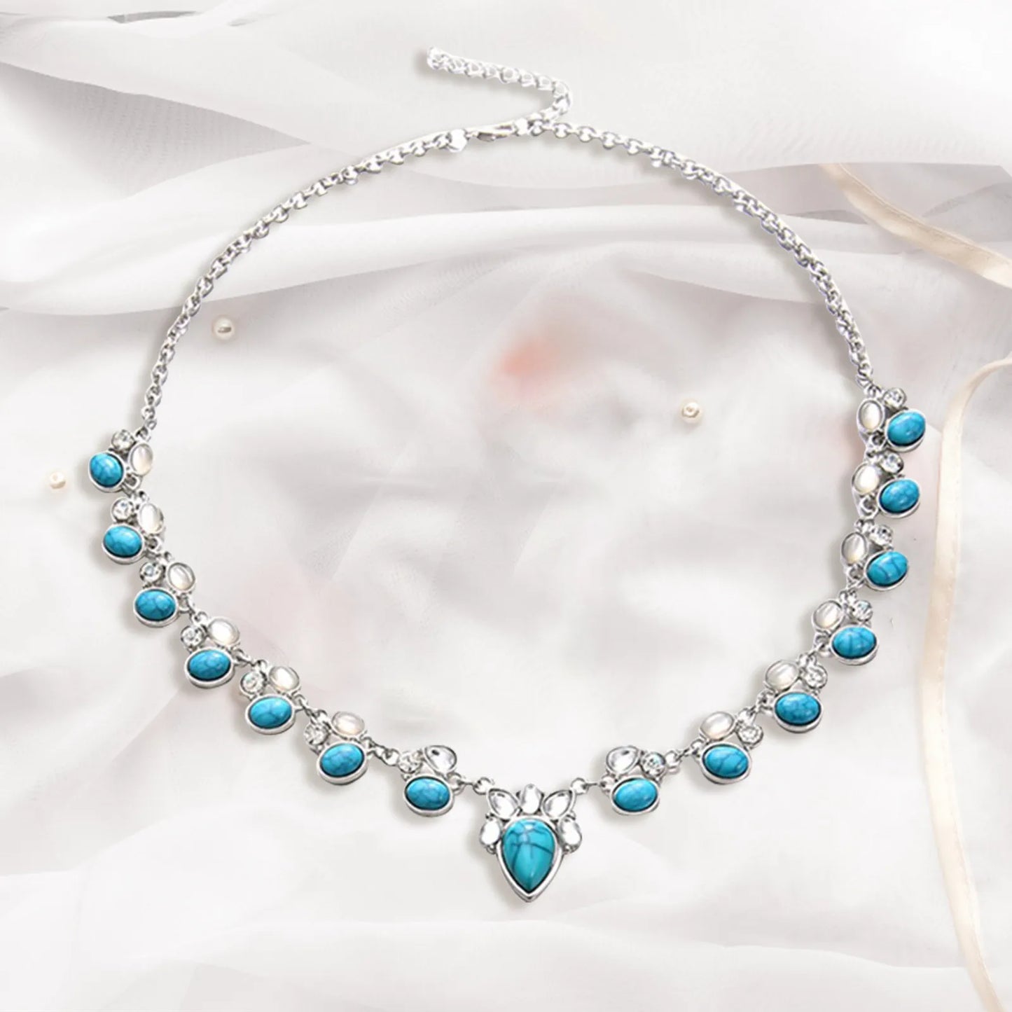 Pearl & Turquoise Harmony Necklace by Seranna Bay